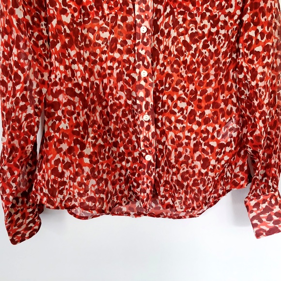 Lucky Brand Silk Sheer Leopard Print Button Down - Picture 5 of 8